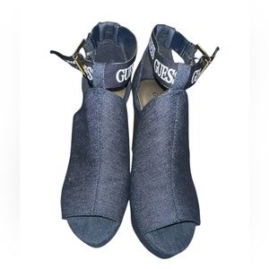 Guess wedges blue denim sandals